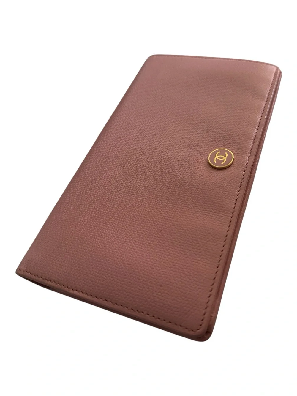 CHANEL Vintage Coco Button Yen Long Wallet – Dusty Pink Caviar Leather